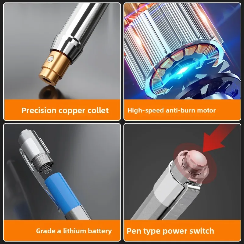 Lithium Battery Multi-function Engraving Electric Grinder Small Hand-held Grinder Wood Carving Polishing Small Electric Drill