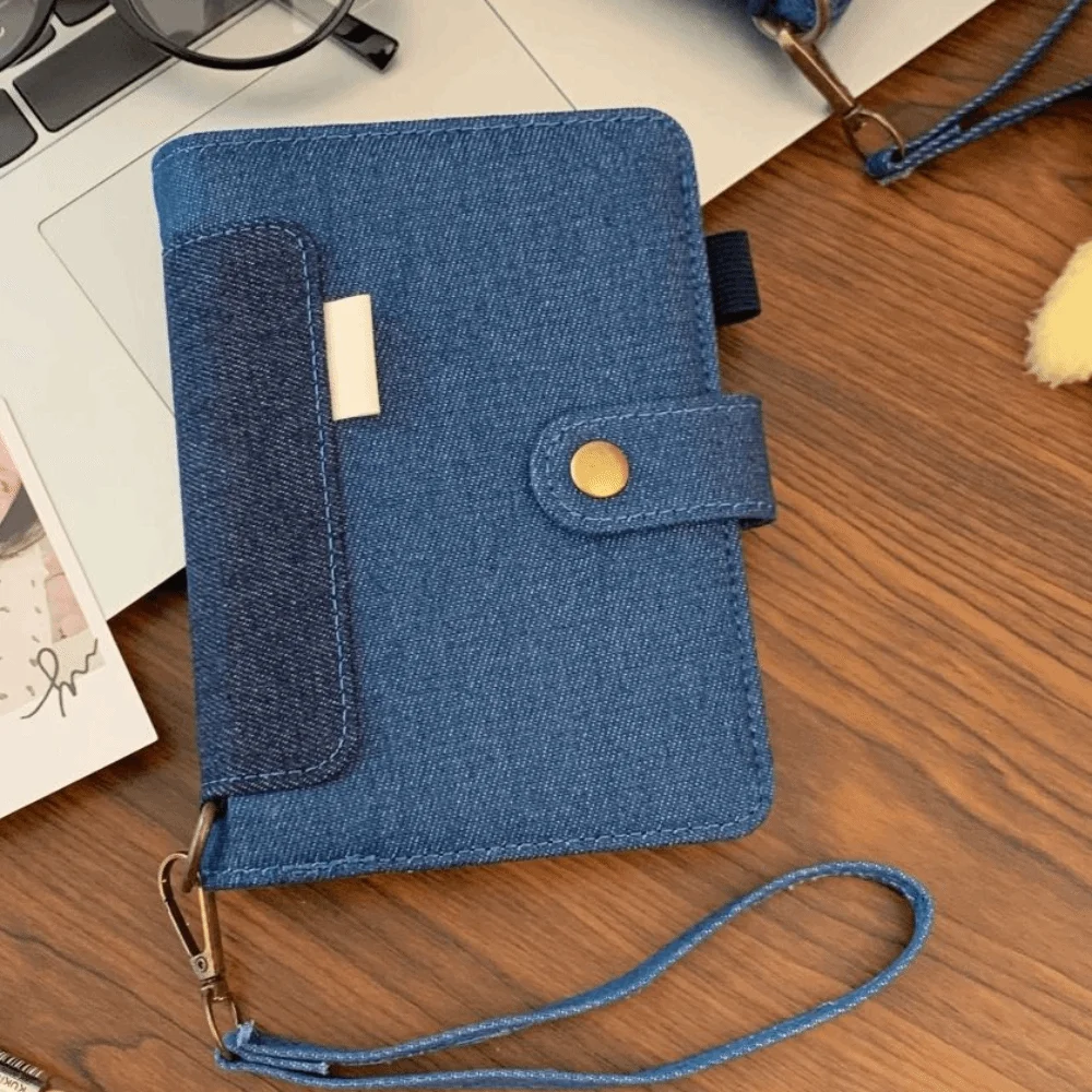 

A7 Retro Denim Notebook Refillable Thick Paper Binder Notebook Loose Leaf Reusable Casing Planner Journal Notebook Friend