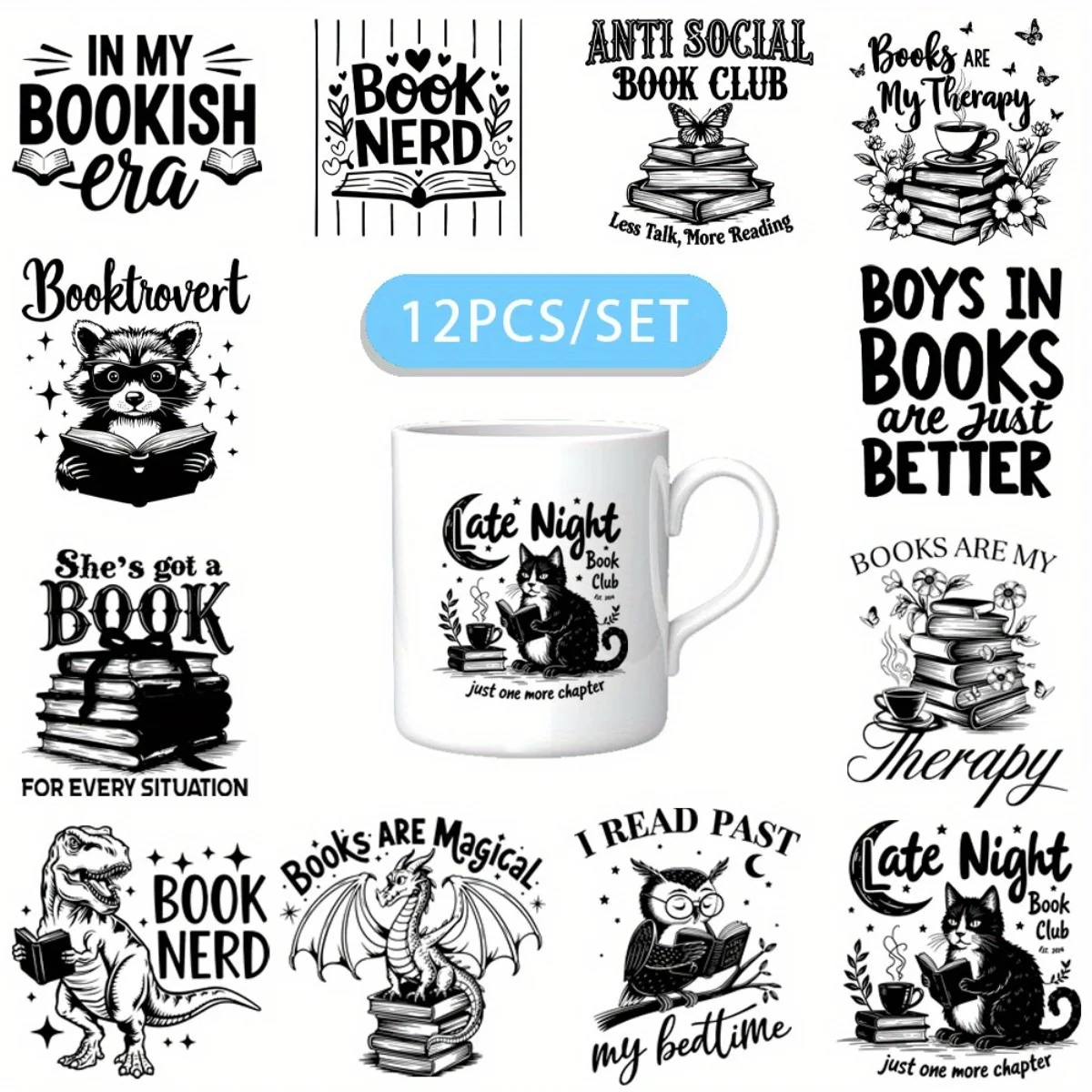 12PCS/SET Black Boo…