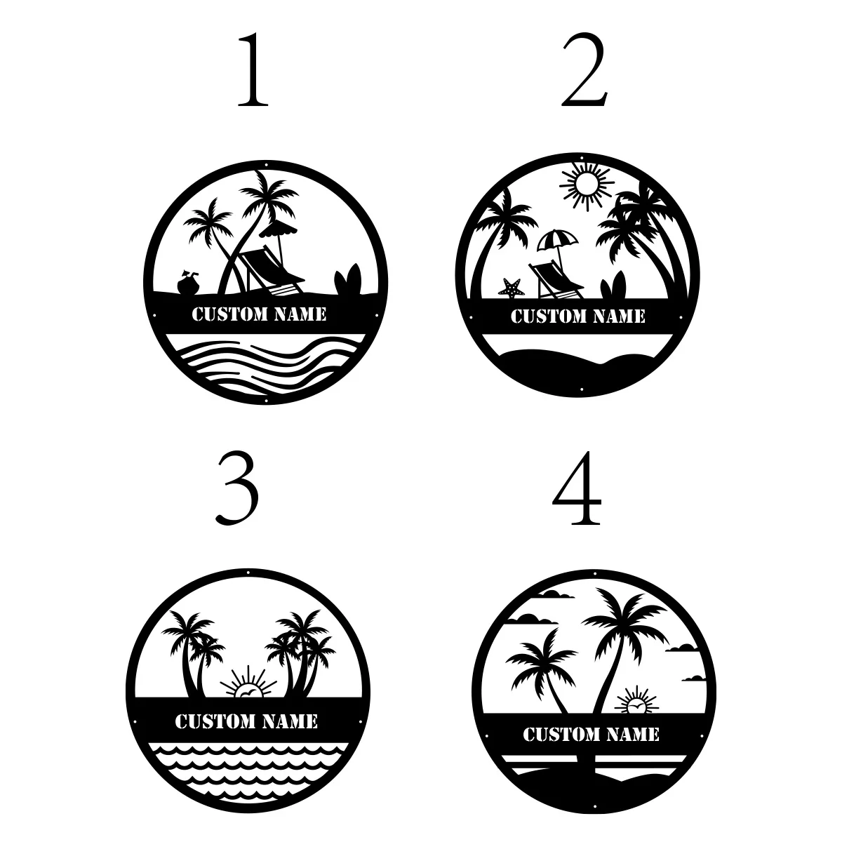 

1PC Fashion Sun coconut tree Customized Text Iron Signs Iron Plaque Metal Wall Signs For Bar Decor