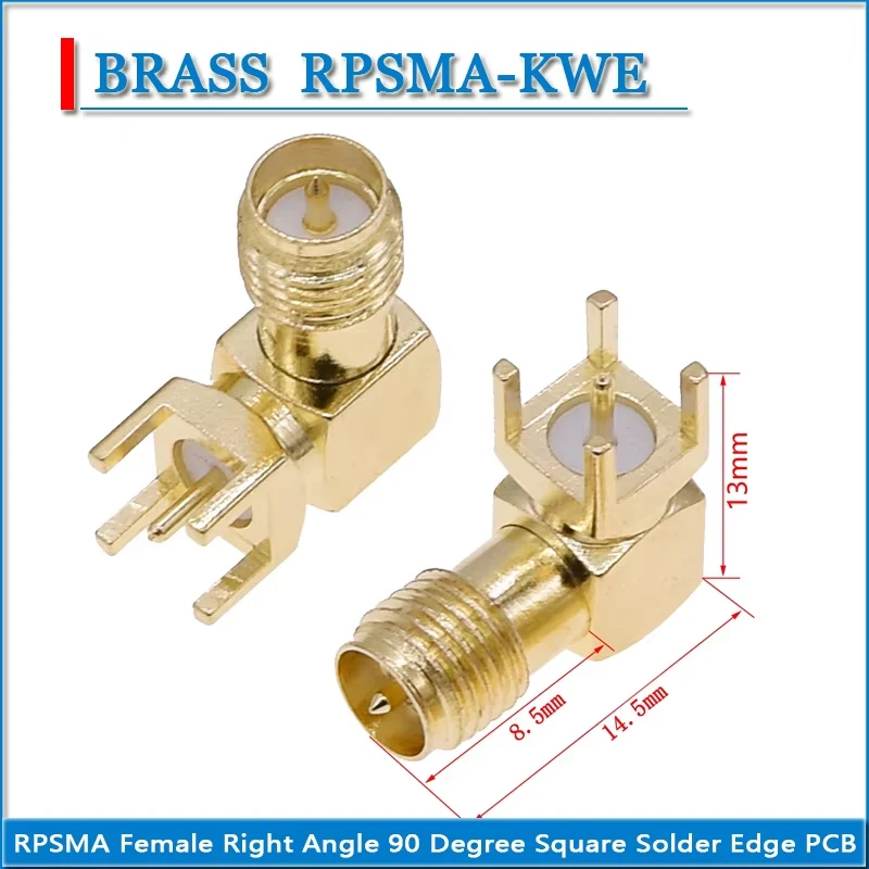 RP-SMA RPSMA Female Washer Nut Waterproof Right Angle 90 Degree Solder Square edge PCB mount 14.5 23mm RF Connector Adapters
