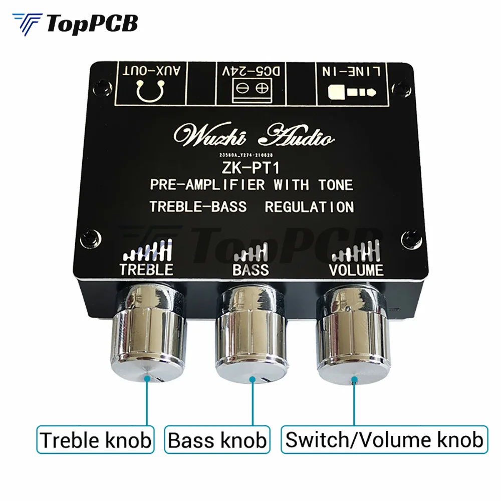 Bluetooth 5.0 Audio Receiver Decoder Stereo Tone Board Volume Controller Treble Bass Tonal preamp Amp Knob For Amplifier