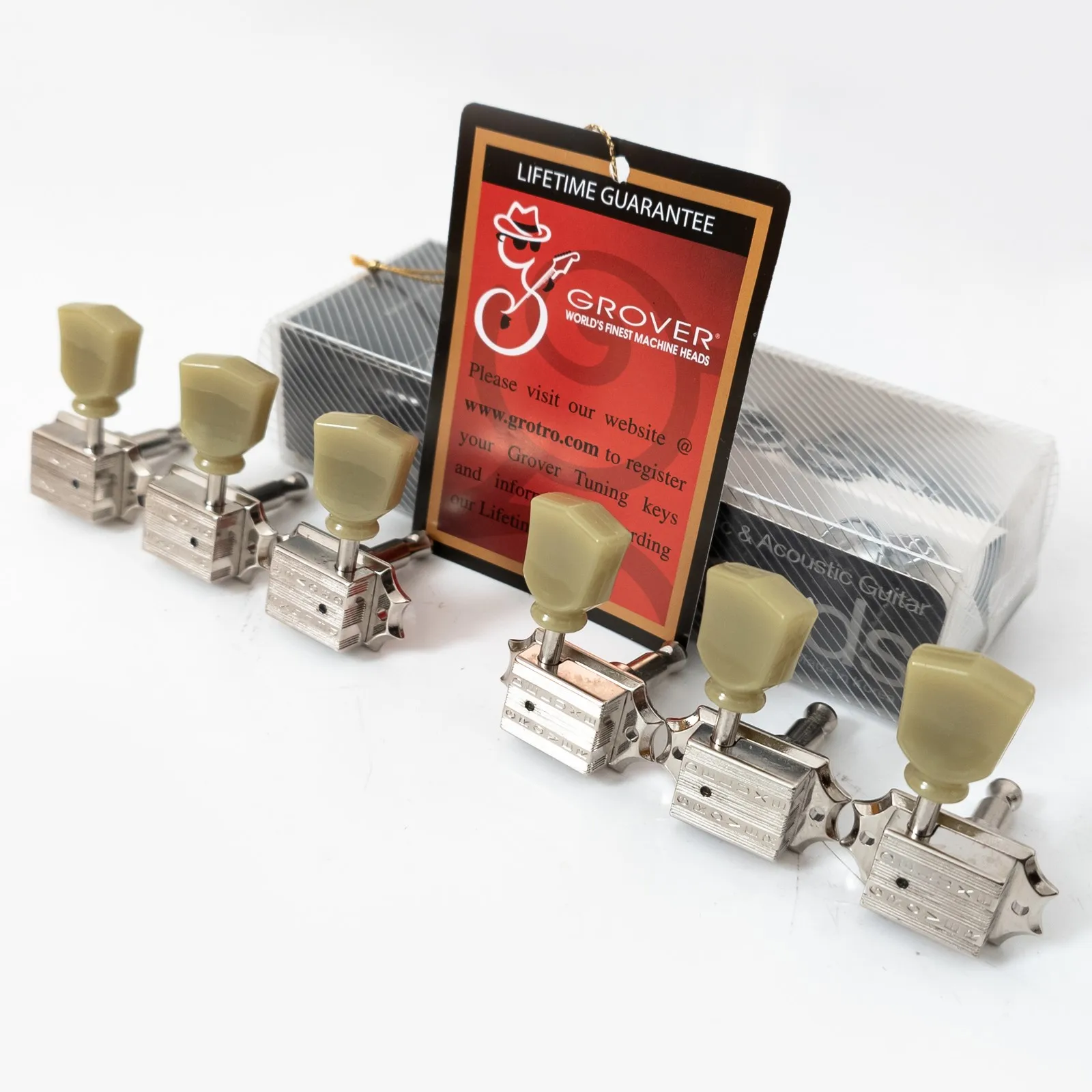Vintage Deluxe Guitar Tuning Pegs 3L3R Chrome Machine Heads Tuners Keys Made in Taiwan view 3