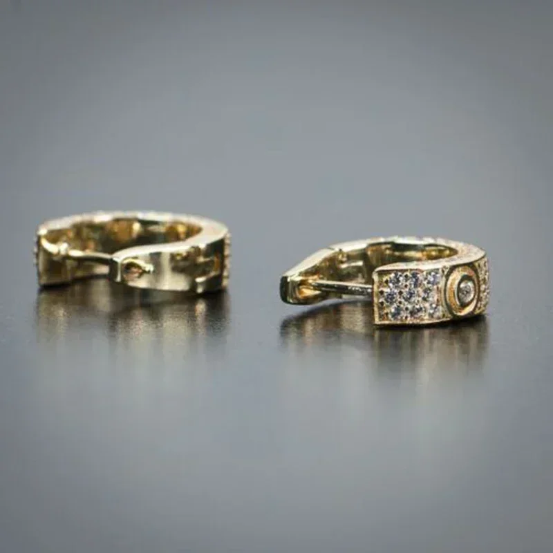 New Hip Hop Hoop Earrings for Women Men Teens Newly Design Brilliant Cubic Zirconia Luxury Accessories Trendy Jewelry 2025