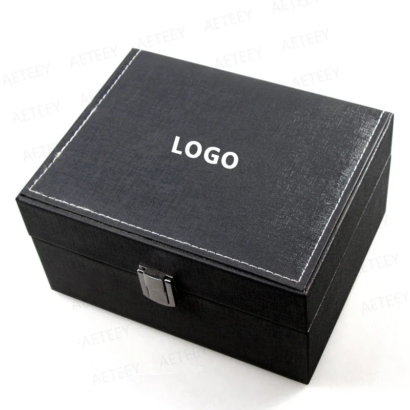 Cloth Brushed Effect Customized and Logo Watch Box Flap Gray Watch Storage Display Box Estojo Para Relógios Gift Watch Case Pack