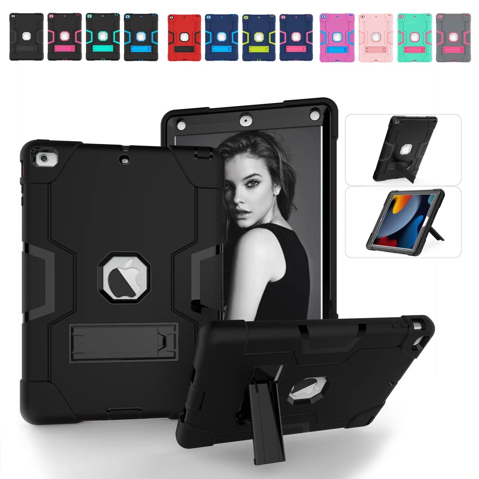 Armor Stand Shockproof Kids Tablet Case for IPad Air 10.2 10.5 11 12.9 Inch 2021 I Pad Pro 9.7 Mini 6 5 4 3 2 7th 8th 9th Cover