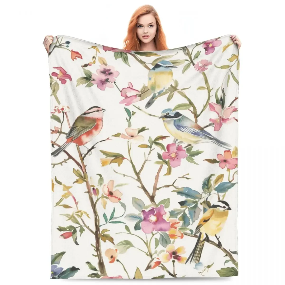 Manta de franela Extra suave The Lark And The Flower, manta gruesa para siesta y aire acondicionado