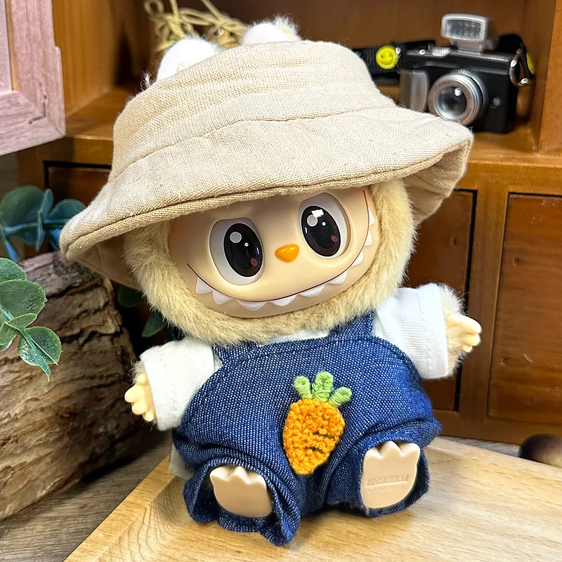 

For/clothe 17cm Labubu Clothes V1v2v3 Carrot Labubu Clothes Sitting Party Labubu Vinyl Figurine Pendant Clothes Set