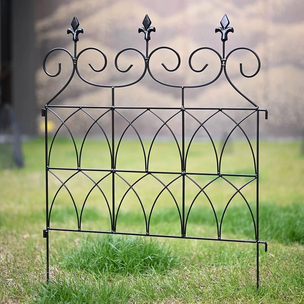 

5pcs Decorative Garden Border Fence Panel, Victorian Style, Black Iron, 31.5H x 23.6W inches