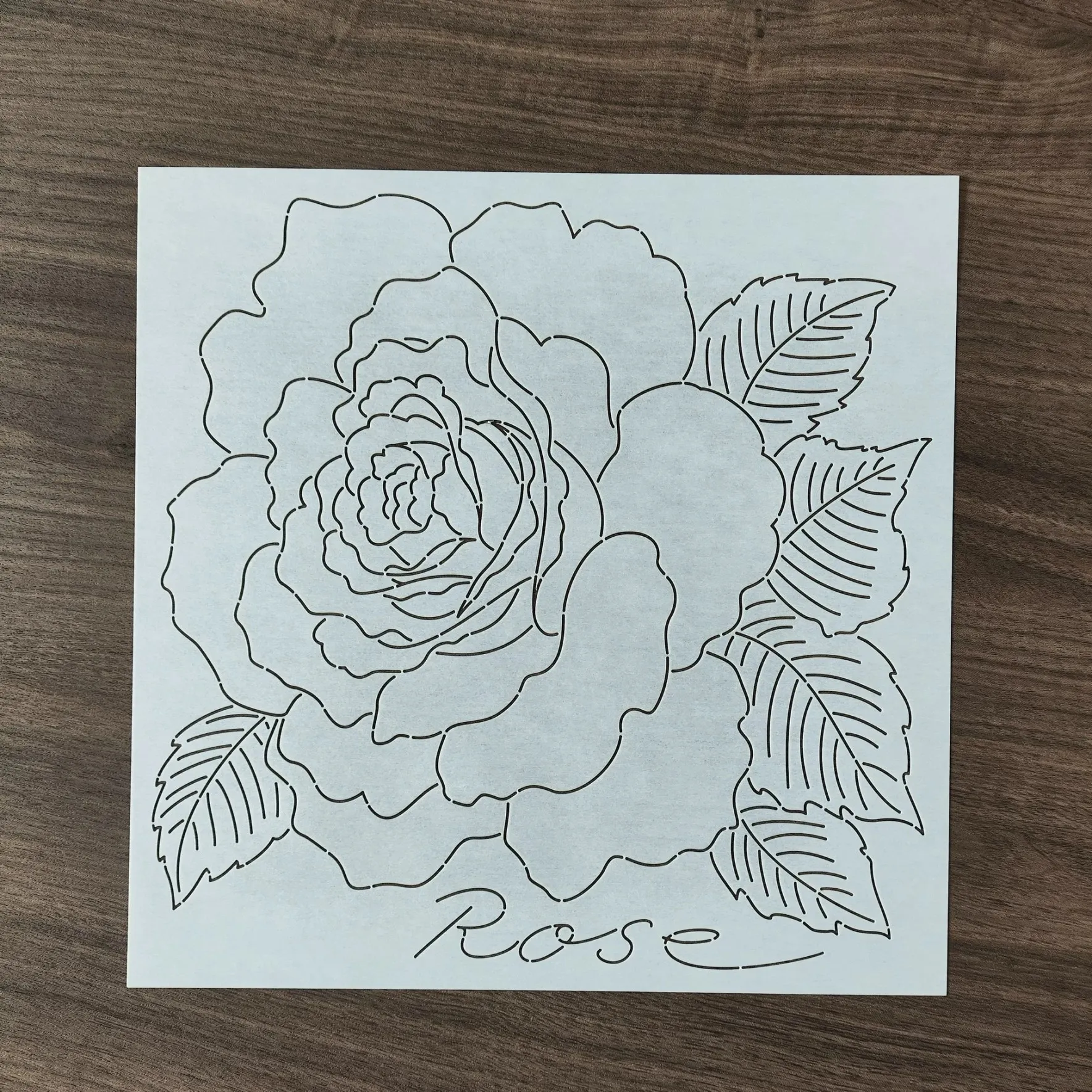 big rose 30cm Embroidery Stencil Sashiko Quilting Templates Reusable PET formwork for Embroidery fabric drawing tool