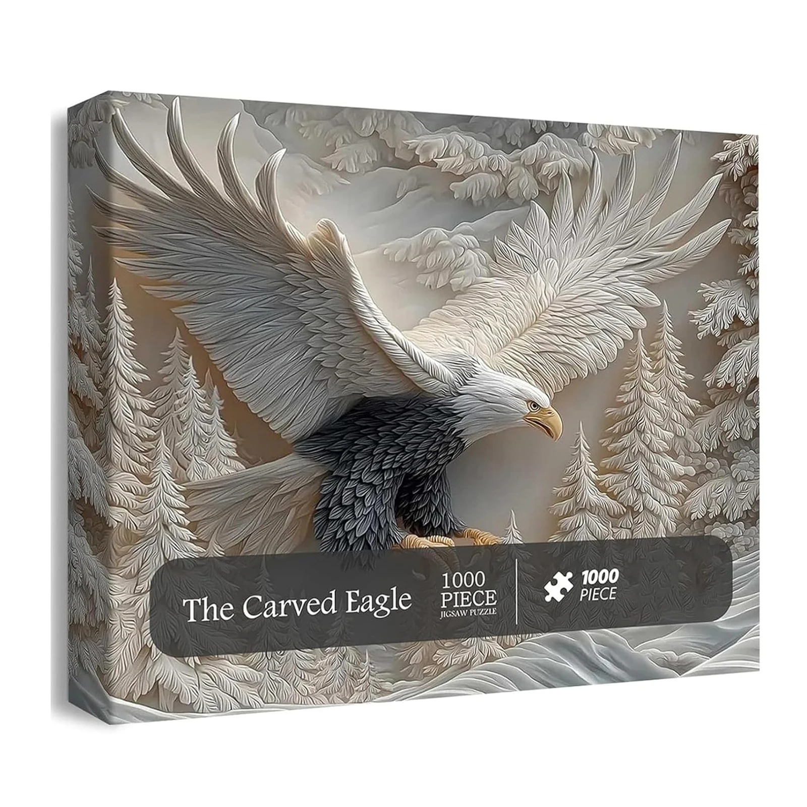 1000 Pieces The Carved Eagle Jigsaw Puzzle Bald Eagle in Flight Wildlife Art Puzzle Eagle Art Animal Jigsaw Puzzles for Adults