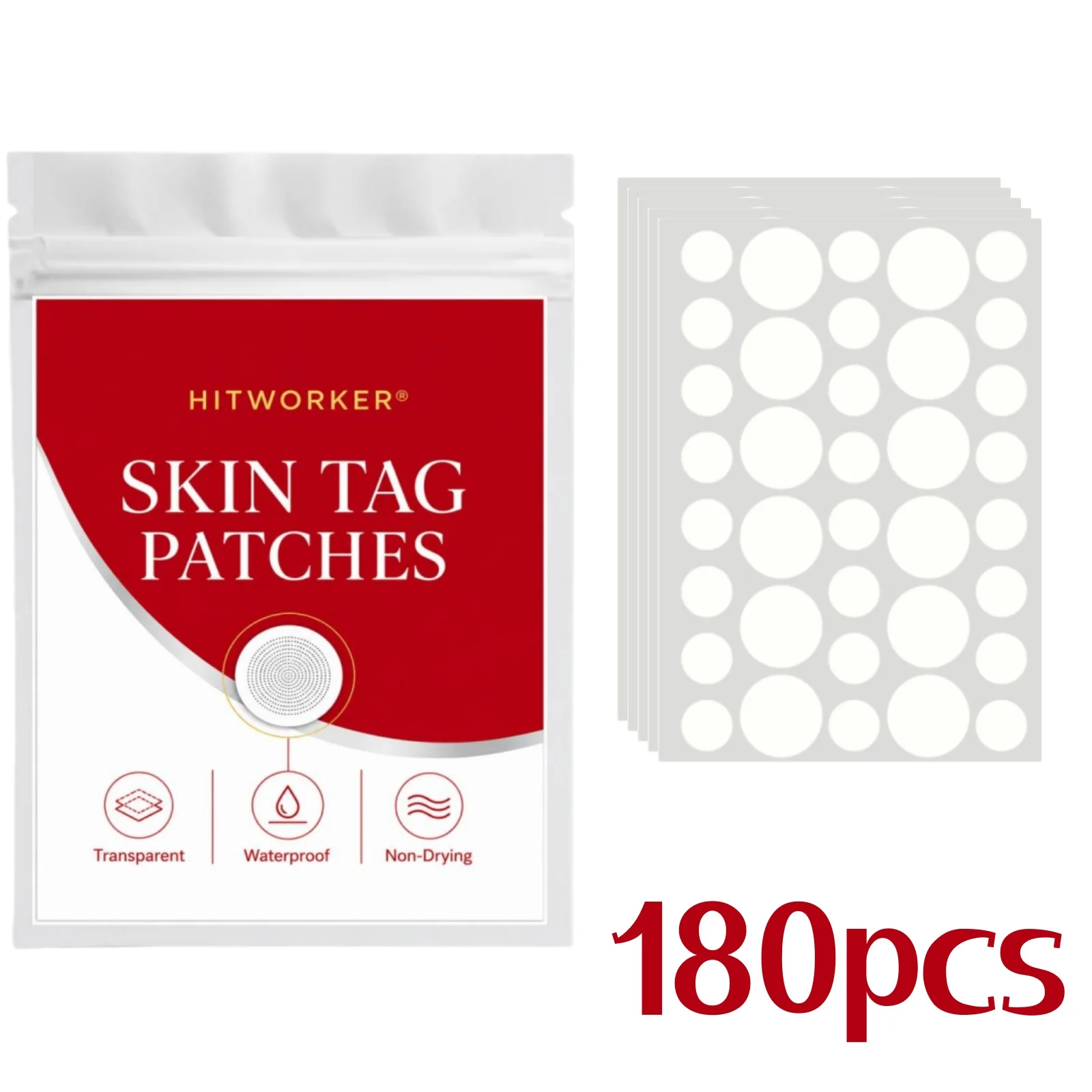 180 patchs pour verrues cutanées, patchs transparents pour le soin de la peau, autocollants imperméables et confortables pour un usage quotidien, conception ultra fine, E