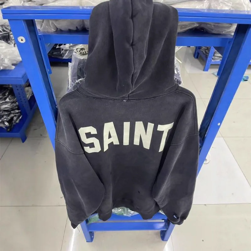 Worn-In Washed Oversized Fleece Lined Casual Commute Hoodie Youth Couple Cotton Sweatshirt Printed Design Spring Season