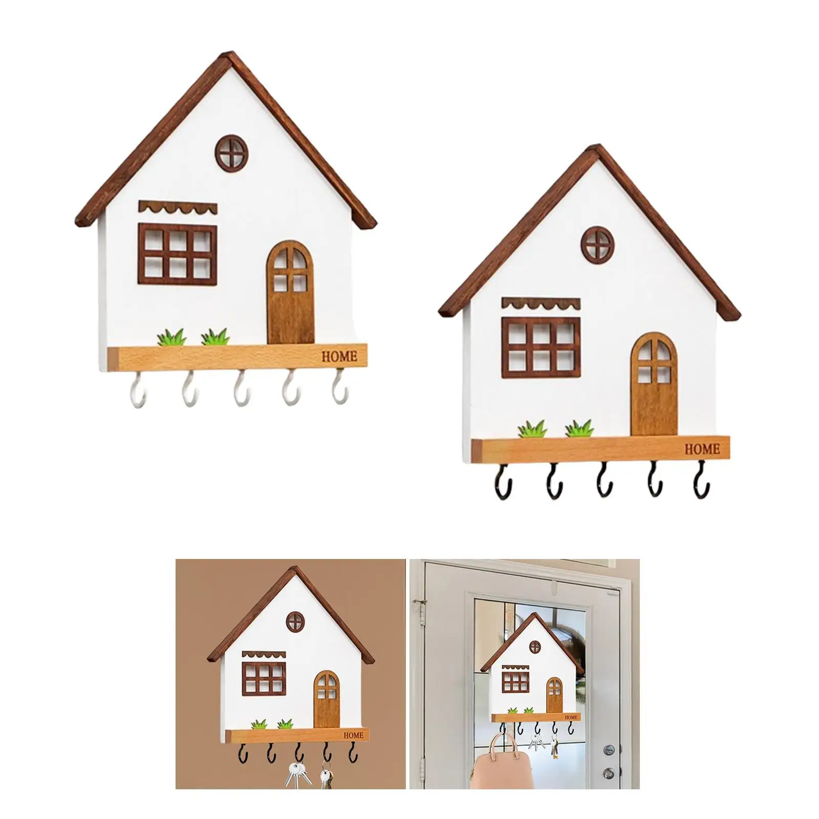 

Wooden Key Holder 5 Hooks Decorative Rustic Wall Mounted Wood Key Storage Holder Hat Rack for Indoor Home Porch Entryway Bedroom