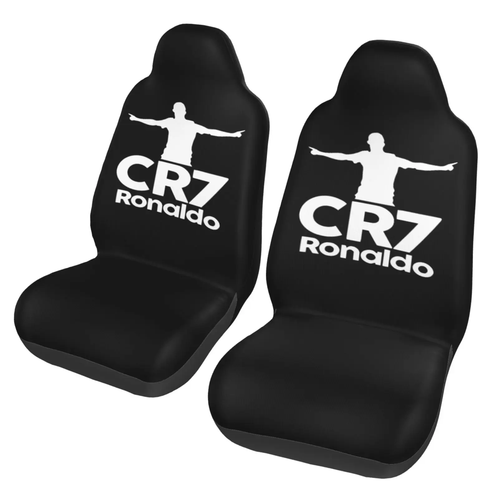 CR7 Football Enthusiast Theme Printed Car Seat Cover Anti Fouling Convenient Protective Cover 2-piece Seat Protective Cover