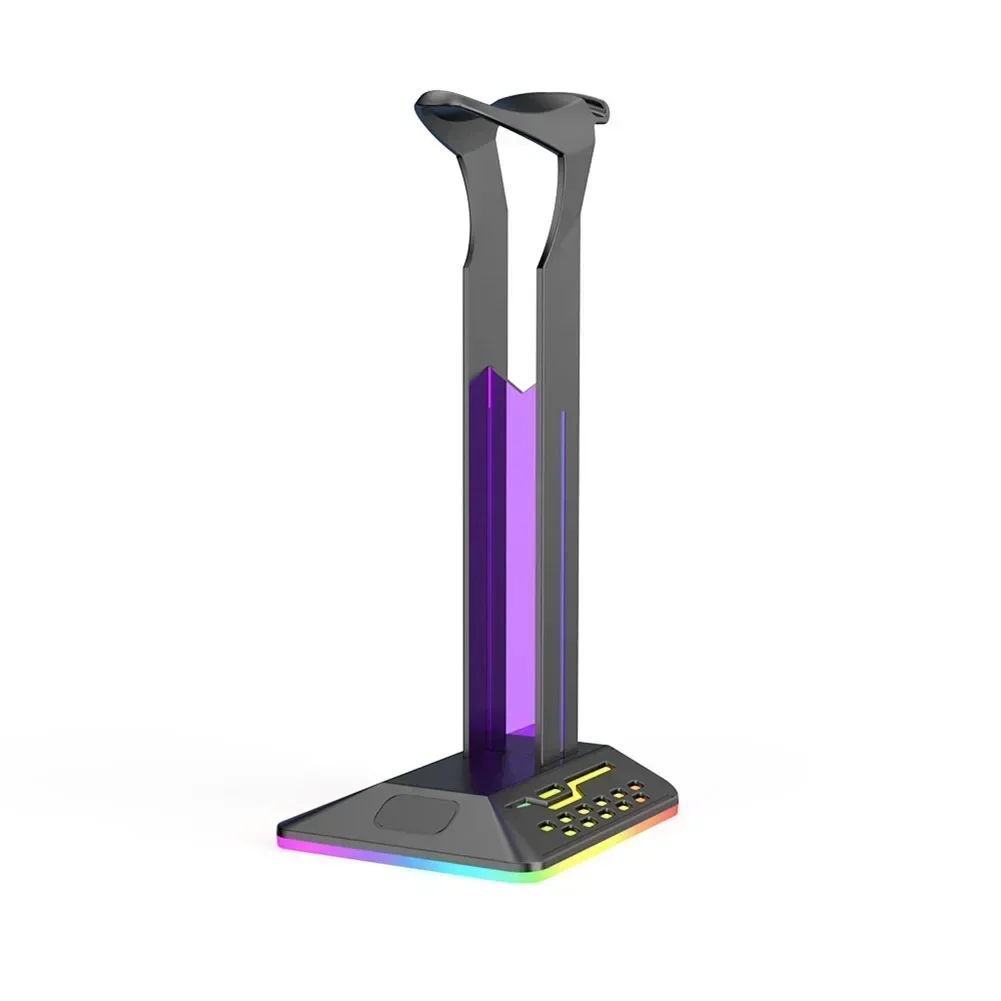 Soporte para auriculares RGB, soporte para auriculares sobre la oreja, estante de exhibición de escritorio con 2 puertos USB para jugadores, accesorios para Juegos de PC, escritorio