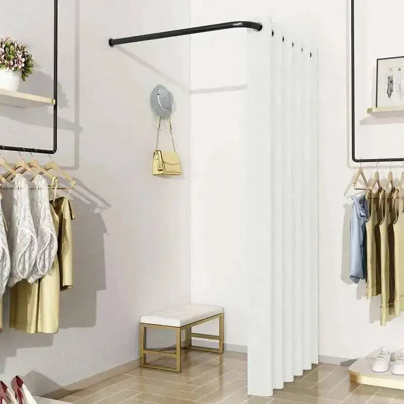 

Store Clothes Hangers Fitting Room Clothes Clothing Racks Simple Carry Dressing Room Hanger L-shaped Wall Track Partition Hanger