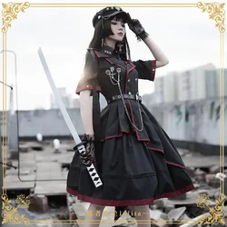 Lolita Innovative Skirt with Dust, OP, Solid Color, Army Lo Uniform, JK Full Party Dress, Original Design