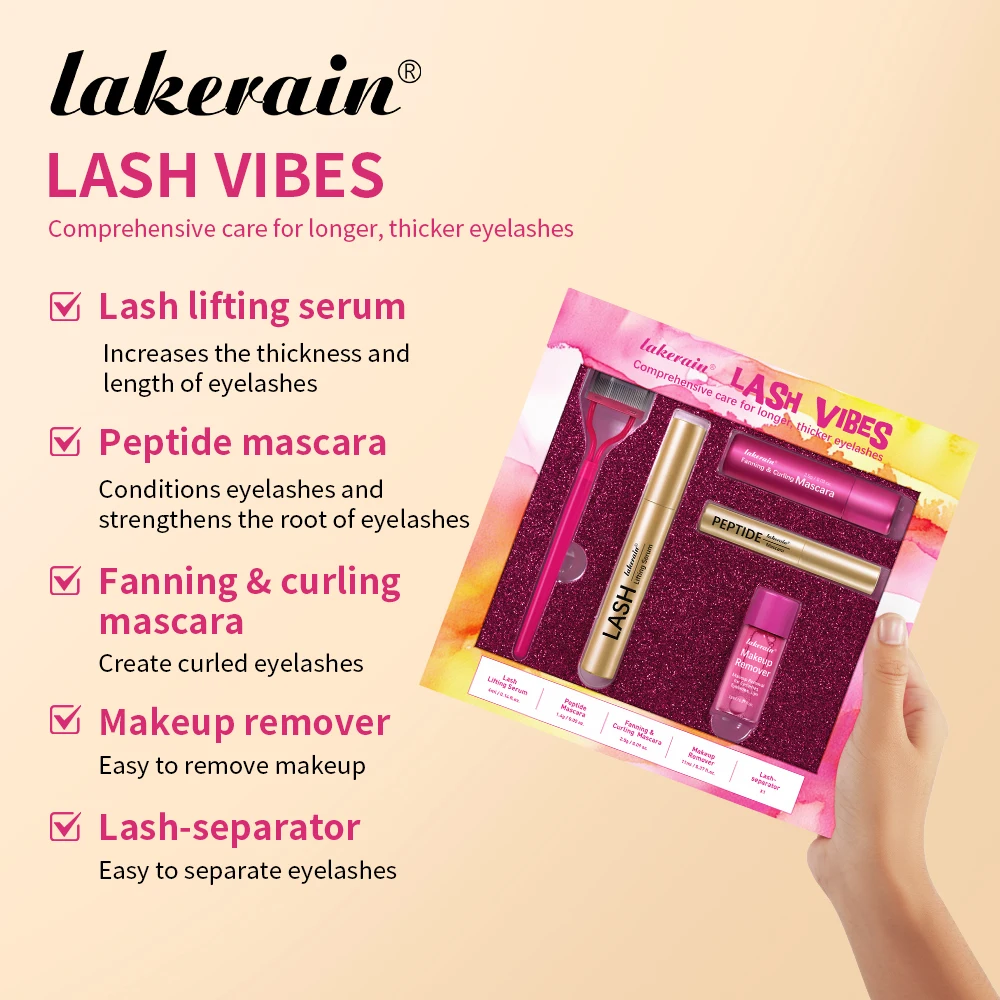 Conjunto de cílios e sobrancelhas, soro de crescimento de cílios, peptídeo, rímel, sobrancelha, mais longo, mais grosso, ondulação, maquiagem de cuidados com os olhos