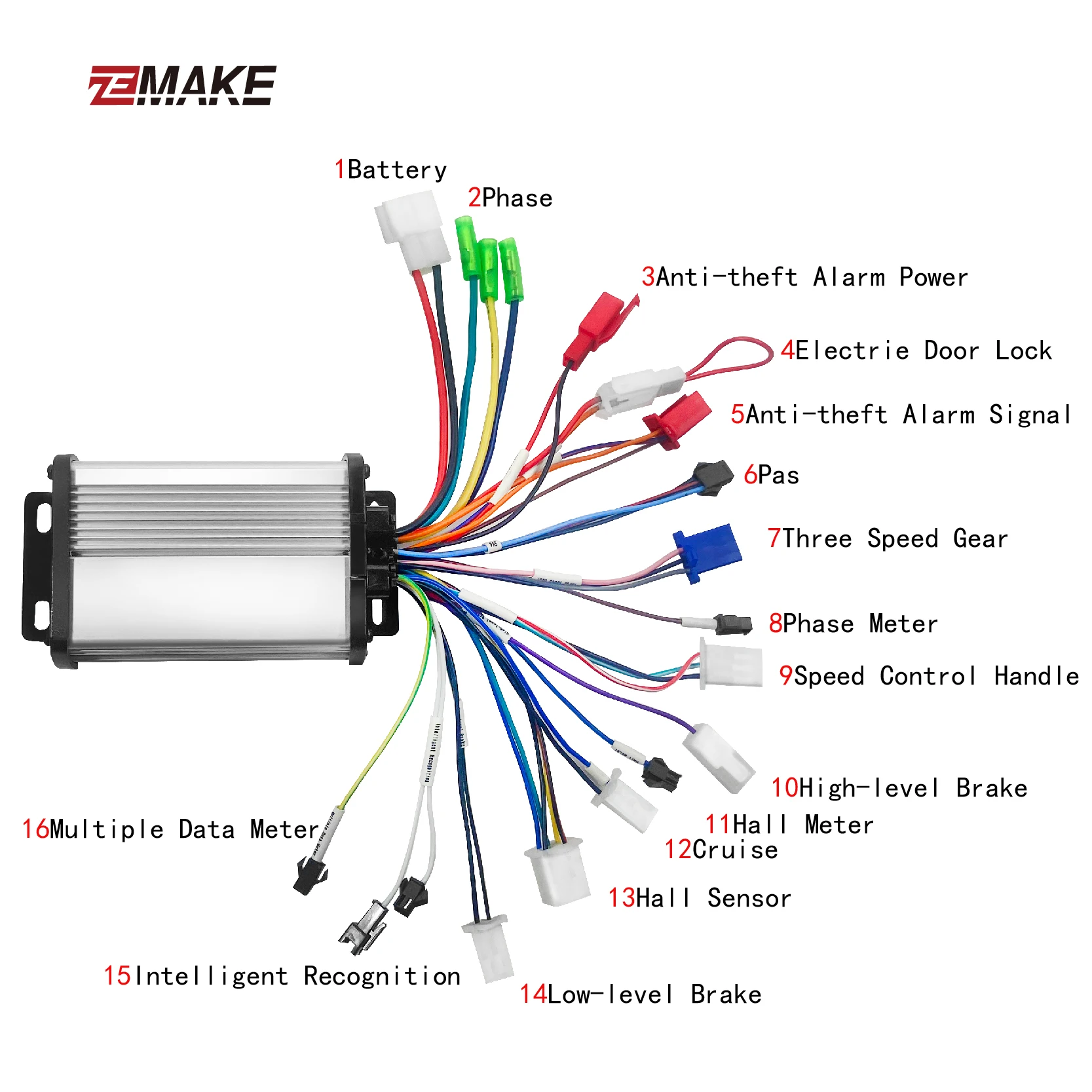 Electric Bike Accessories Brushless DC Motor Controller 36V/48V 500W For Electric Bicycle E-bike Scooter High Quality ZEMAKE