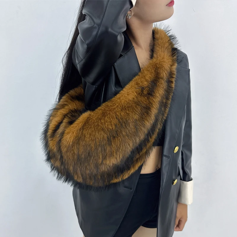 حقائب هوبوس من الفرو الصناعي على الموضة الكورية للنساء، حقائب يد ومحافظ فاخرة بتصميم جديد لعام 2025، مصنوعة من فرو أرنب ريكس الصناعي، بنمط متدرج الألوان، حقيبة كتف ناعمة تحت الإبط جودة عالية ًالشحن مجانا وصول الشحن الس