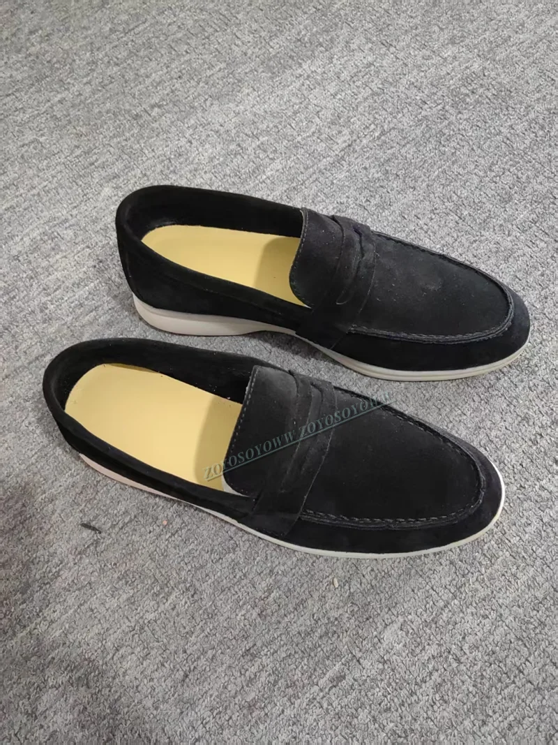 

Confortable Men's Beige Brown Black Velvet Loafer Shoes Slip On Round Toe Low Heel Male Slip On Casual Single Shoes