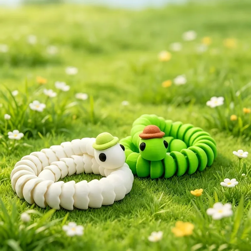 3D Printed Cute Little Snake Figurine with Hat, Durable Plastic Car & Home Decor, Easter Ornament, Collectible Model for Desk Of