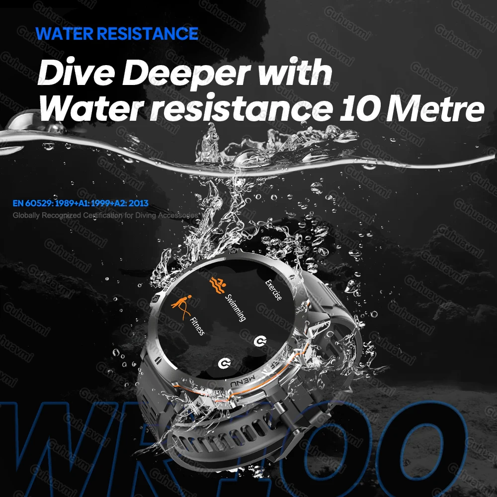 2025 New GPS Military Smart Watch 5ATM Waterproof 1000mAh Large Capacity Battery Compass Altimeter 1.73"AMOLED Screen SmartWatch