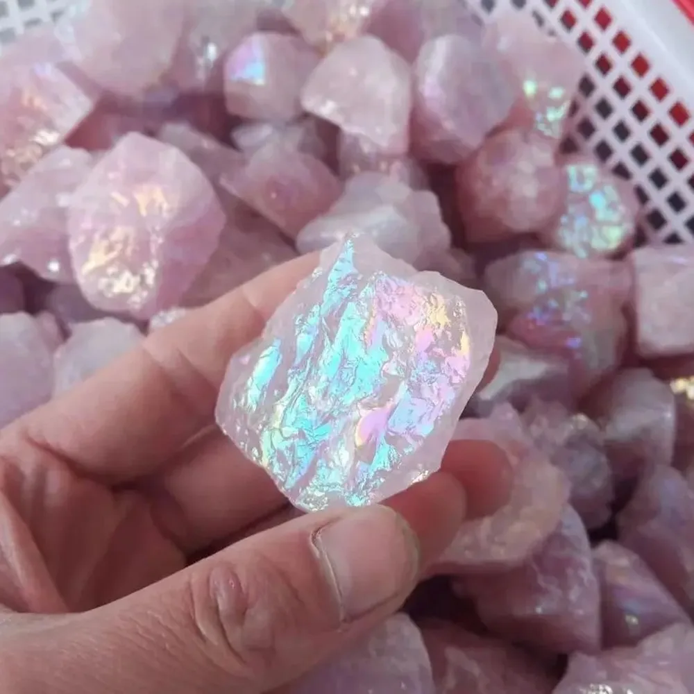 Pink Crystal Obelisk Reiki Healing Stone, Electroplated Raw Quartz Point, Natural Gemstone Home Decor, Meditation Gift