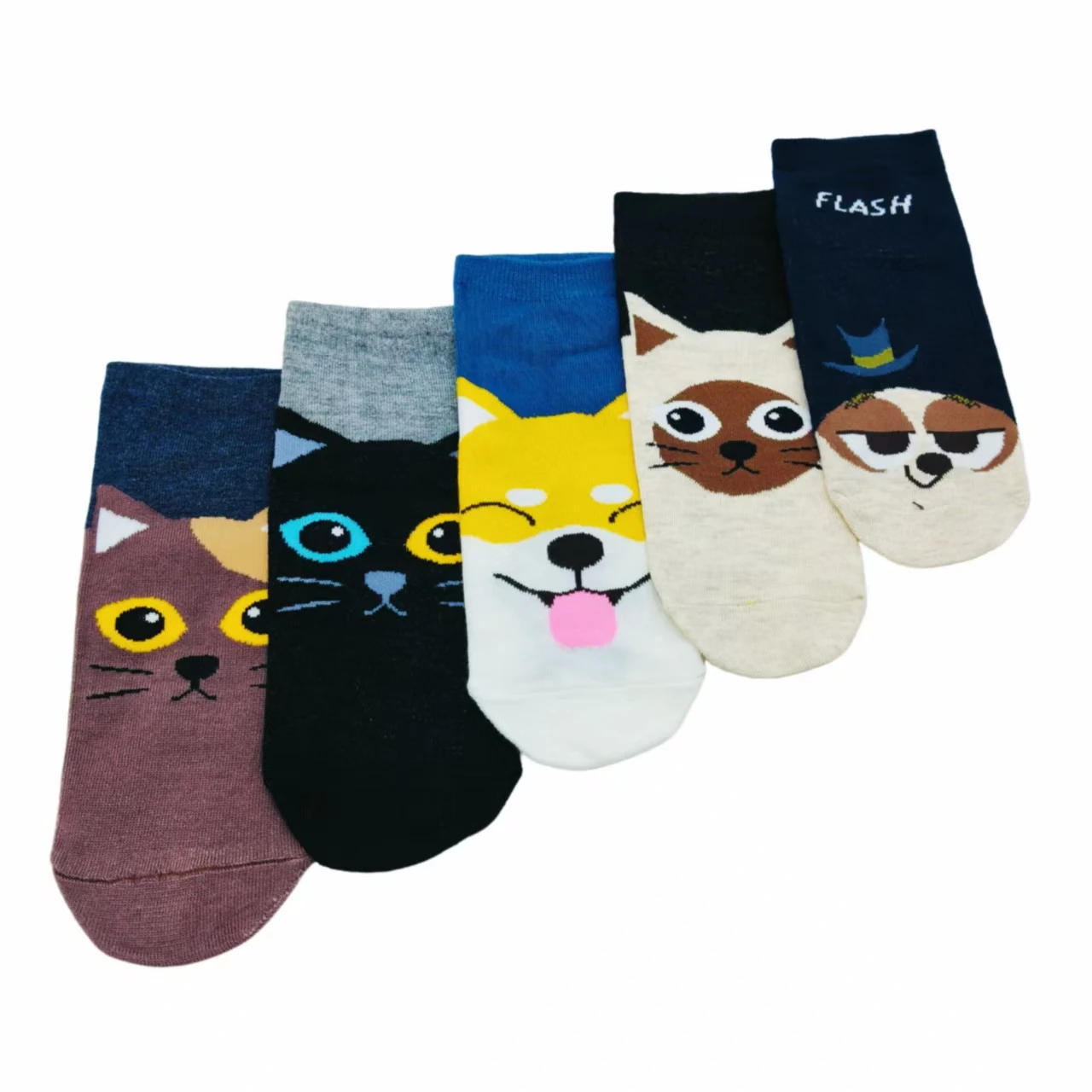 Женские носки с героями мультфильмов, прямые носки-лодочки с милым котом и собакой