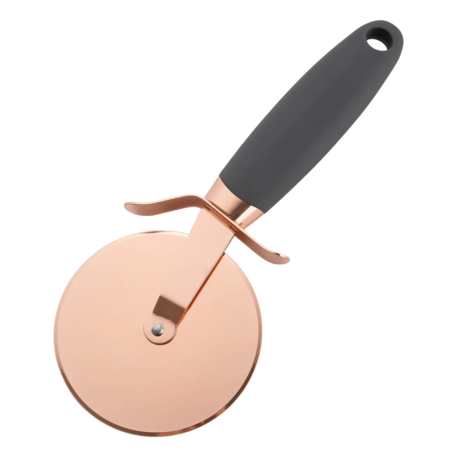 Pizzasnijder Roestvrijstalen pizzasnijderwiel Superscherpe pizzasnijder met antisliphandgreep Zwaar uitgevoerd, glad roterend roségoud