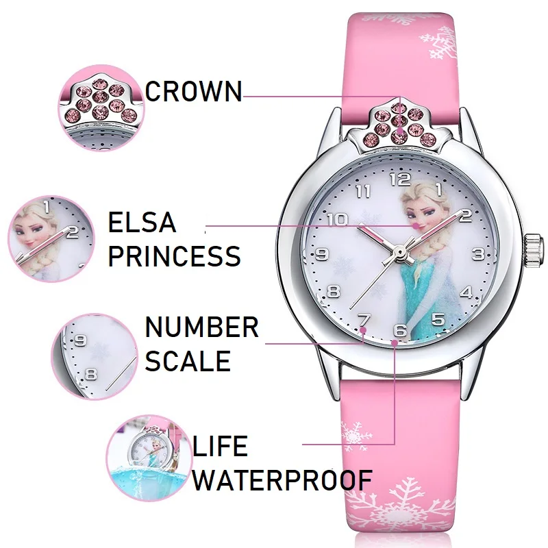 Relojes Disney para niños Frozen Elsa Anna princesa niña chico dibujos animados cuarzo nuevo reloj de pulsera estudiante manos coloridas Drop Shiping