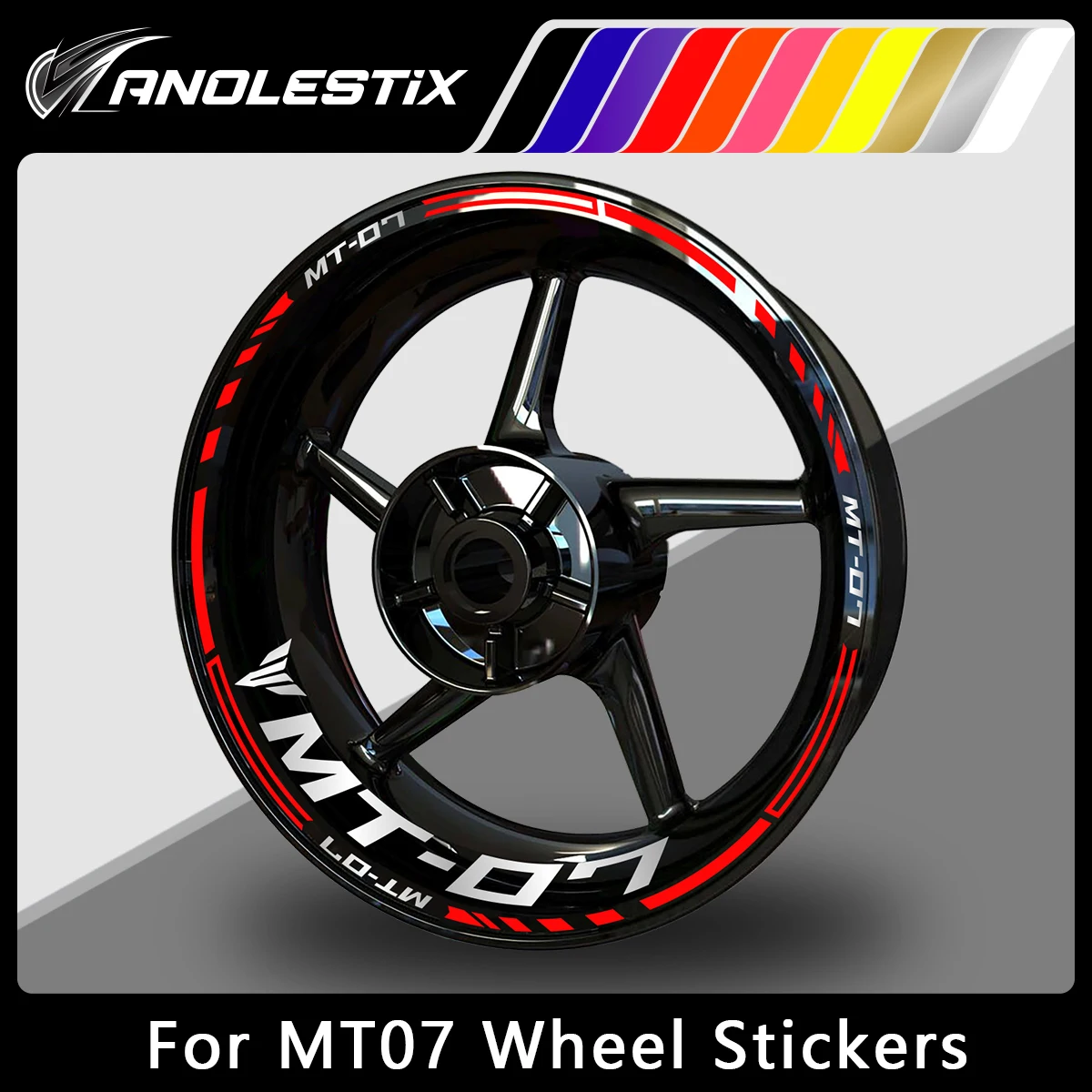 

AnoleStix Reflective Motorcycle Wheel Sticker Hub Decal Rim Stripe Tape For YAMAHA MT-07 MT07