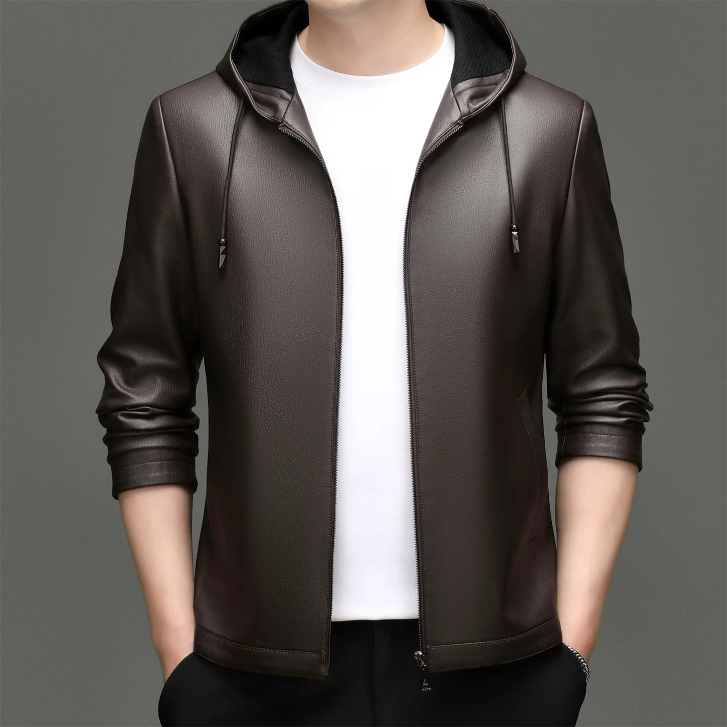 Spring Autumn New Style Men's Leather Jacket Casual Genuine Sheepskin Slim Fit Large Size Leather Coat for Men
