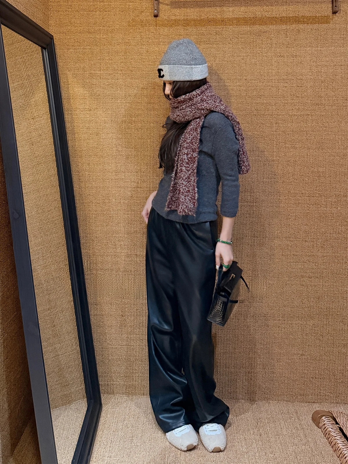 

Женские кожаные брюки Zone с широкими штанинами, на резинке, однотонные, высокого качества, черные, для повседневной носки