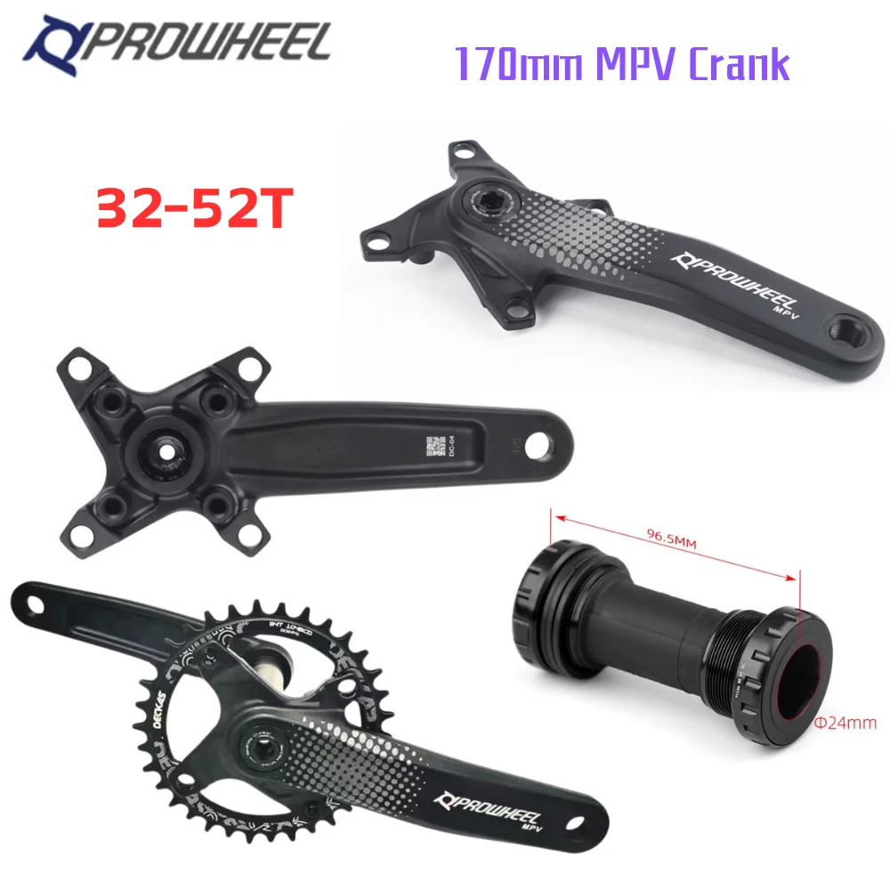 

Prowheel MPV 170mm Single Disc Crankset Mountain Bicycle Chainring Hollow Split Lock MTB Crank 32T-52T for 7-12 Speed