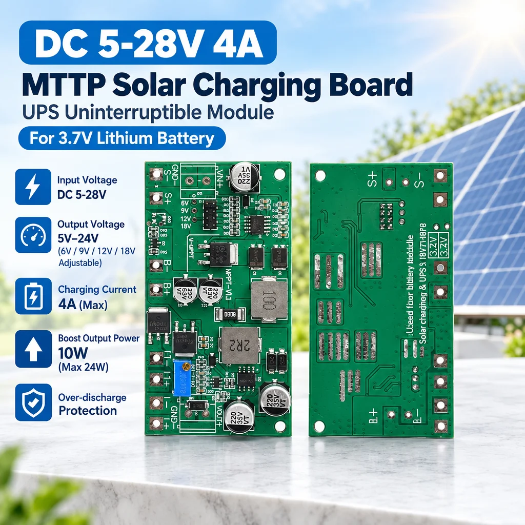 MTTP Solar Charging Module DC5-28V Input 4A Max UPS Power Supply With Over Discharge Protection For 3.7V Lithium Battery DIY