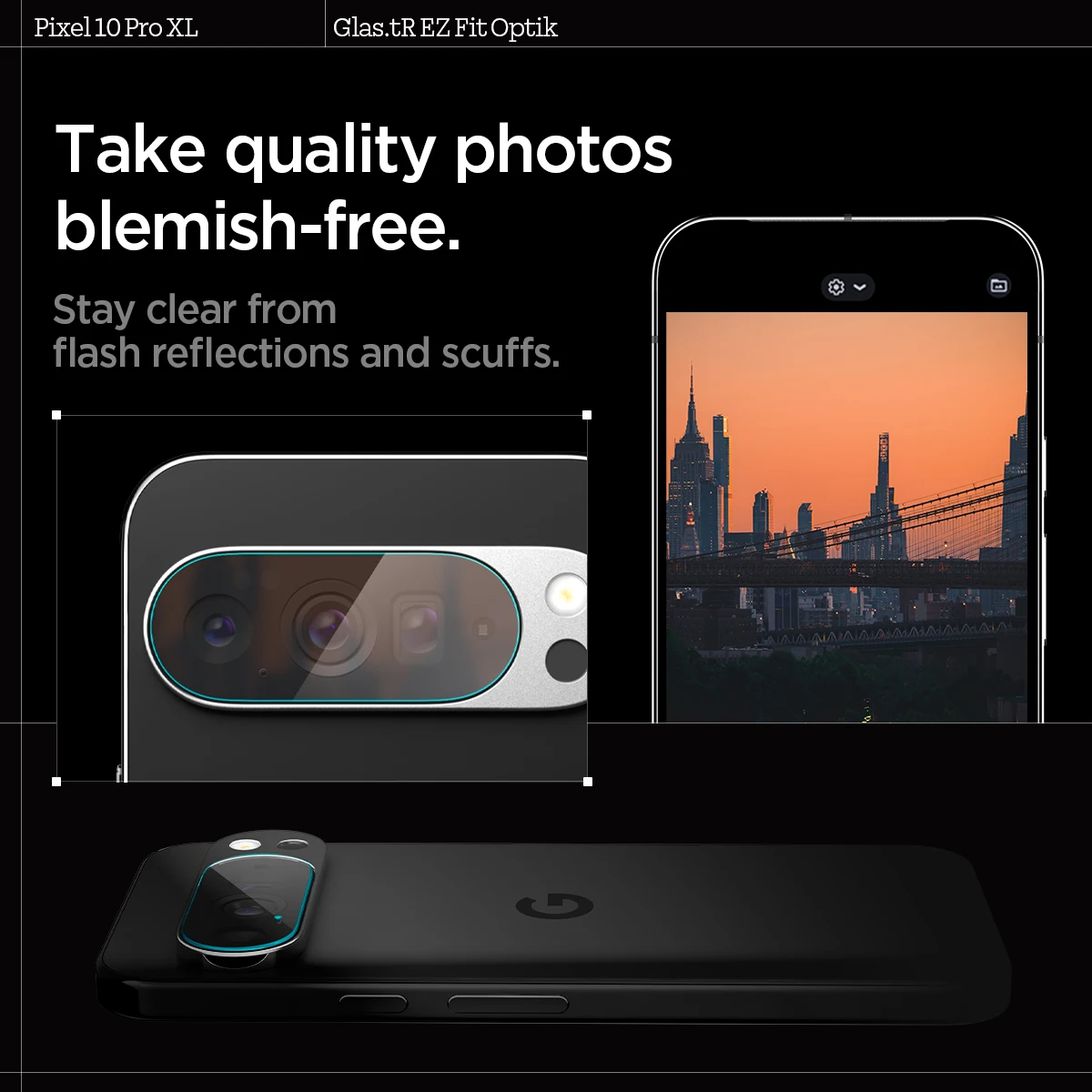 Spigen GLAS.tR EZ Fit Optik Pro Ochraniacz Obiektywu do Google Pixel 10 Pro XL / 10 Pro / 10 (2025) — zdjęcie produktu 5