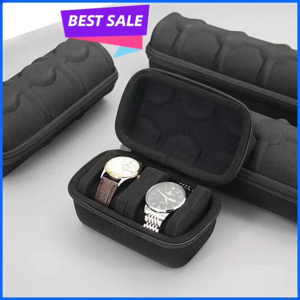 multi-slot Watch Case | Hard Shell Travel Organizer with Pillow Insert - Gift Ready (Black),suitable for smart watch storage