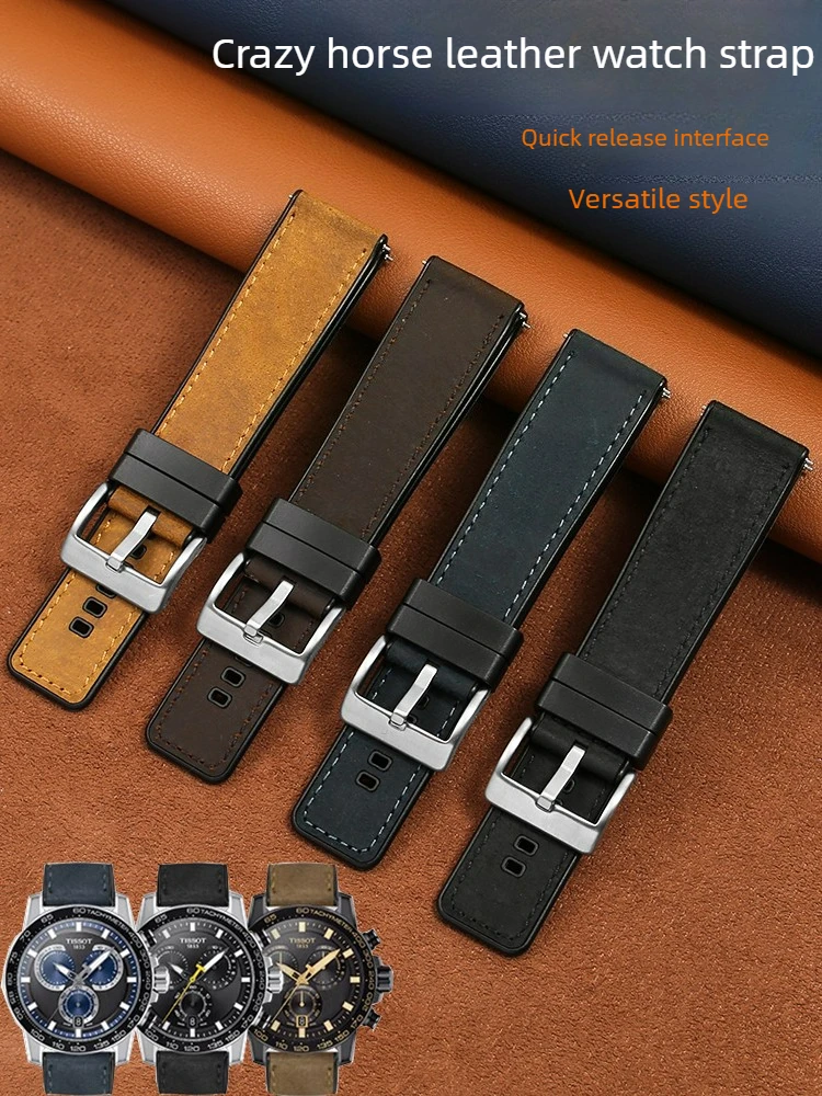 

Suitable for Tissot 1853 Leather Strap T116 Suchi T125 Sudare Darth Vader Crazy Horse Leather Silicone Sports Strap