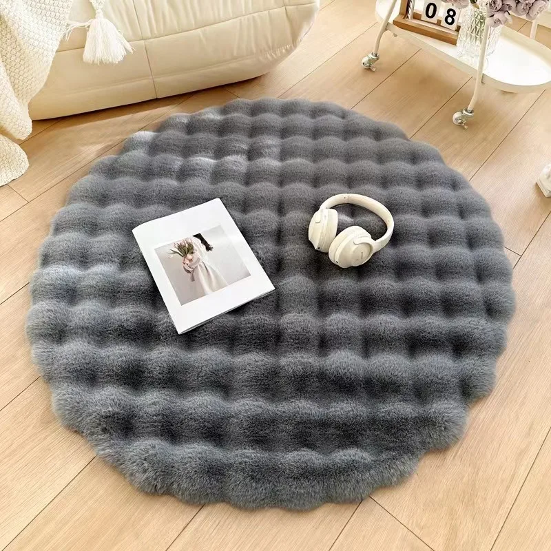 

2025 Non Slip Shaggy Rug Room Decor Solid Color Light Luxury Plush Round Carpets for Living Room Bedside Area Fluffy Floor Mat