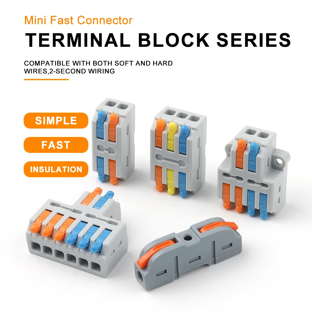 10PCS Mini Fast Wiring Cable Connectors Universal Compact Splitter Electrical Conductors Push-in Home Terminal Block