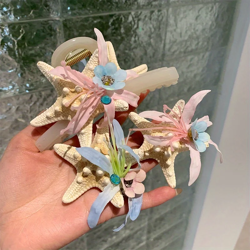 

Ocean Series Hair Edge Clip Flower Sea Star Shell Berry Headwear Seaside Tourism Vacation Photography Hair Accessories