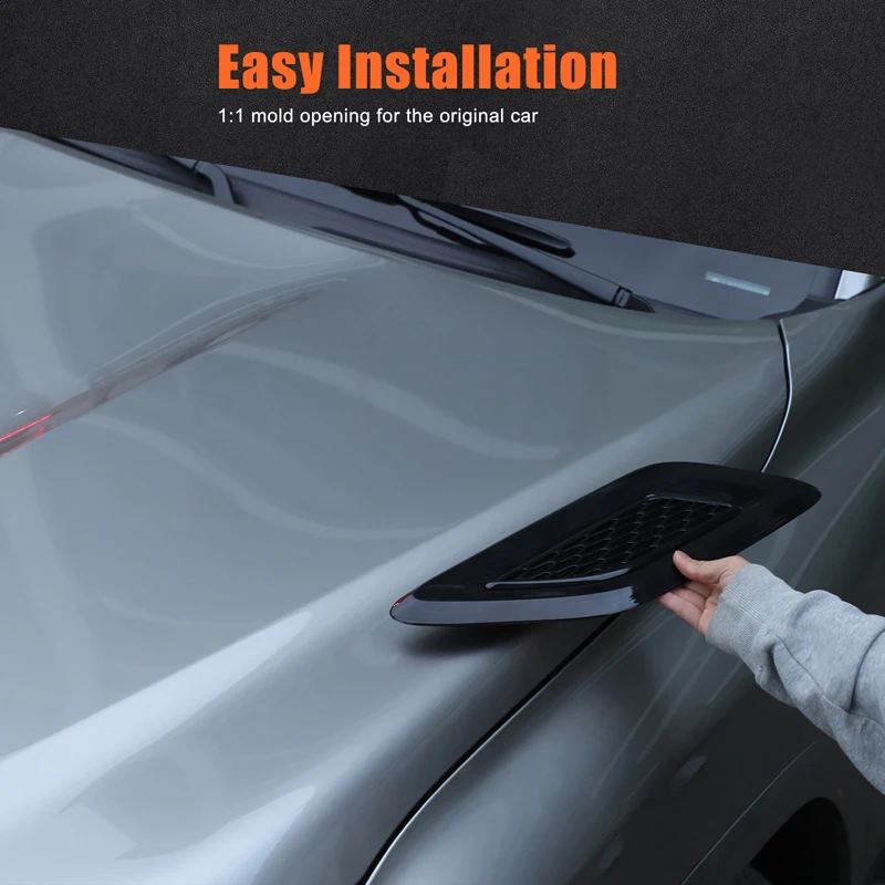 For Land Rover Discovery 5 L462 2017-2025 2Pcs Gloss Black Bonnet Vent Trim Cover Hood Air Louver Decoration ABS Stick-on