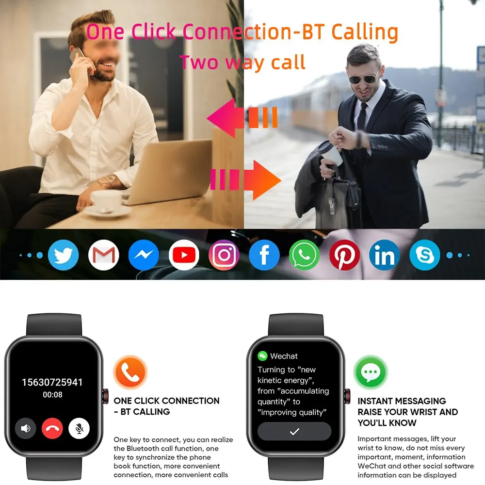 SENBONO Bluetooth Call Smart Watch Mannen Vrouwen Gezondheidsport Monitoring Bloeddruk Zuurstof Smart Voice Assistant Smartwatch Mannen