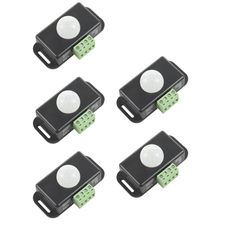 A68Z Sakelar Sensor Gerak PIR Dapat Disesuaikan Otomatis Modul Sakelar Lampu Detektor Inframerah IR DC 12 24V 8A untuk Strip LED