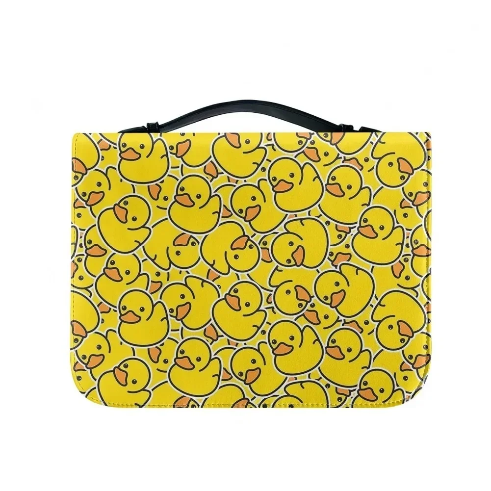 

Hot Cartoon Cute Yellow Duck Pattern Bible Bags Gifts Personalized Cover Bible Pack Waterproof Leather Bag Pockets Package Case