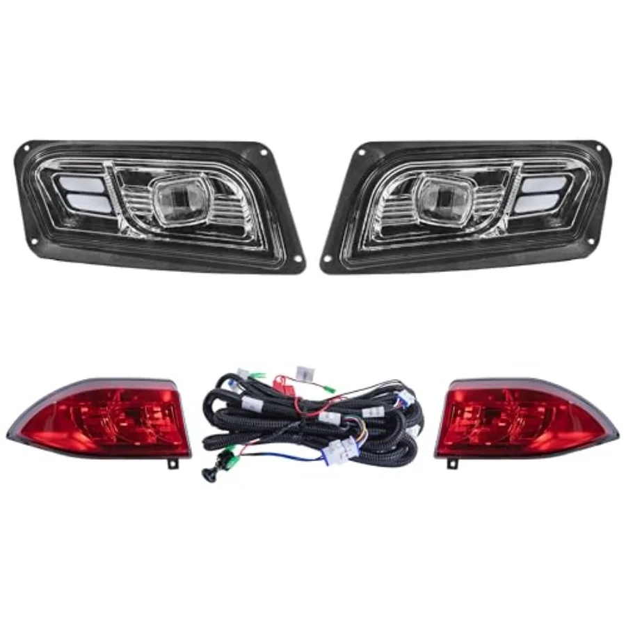Club Car Tempo LED Basic Light Kit 48V 2 LED Headlight 2 LED Taillight 1 Basic Wiring Harness Instruction Hardware Included Bla