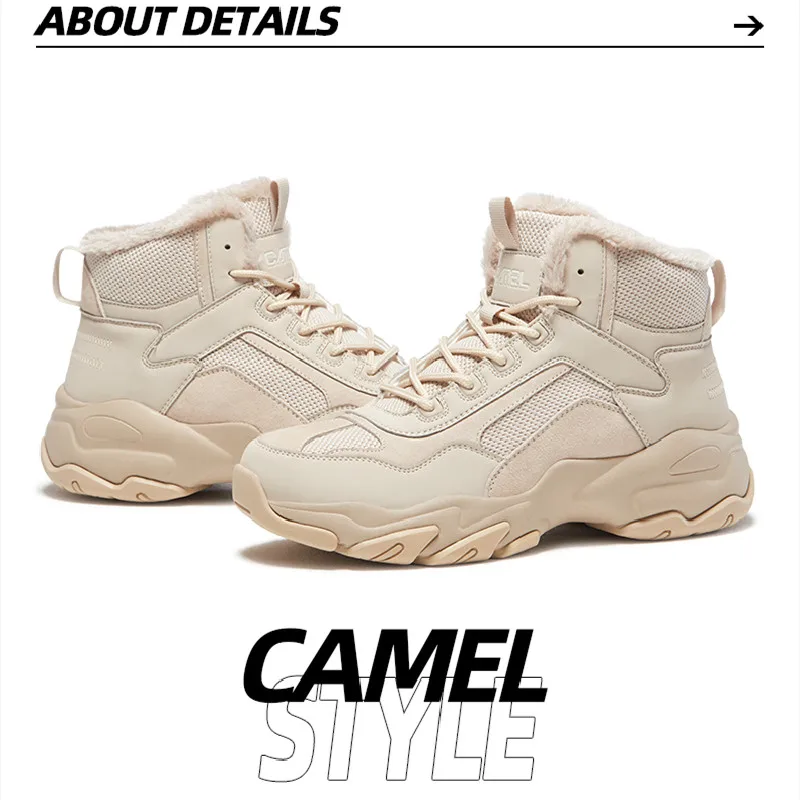 GOLDEN CAMEL Hiking Shoes Women Men Plus Velvet Warm Winter Boots Fashion Sneakers Sports Casual Shoes for Men 2023 Autumn New