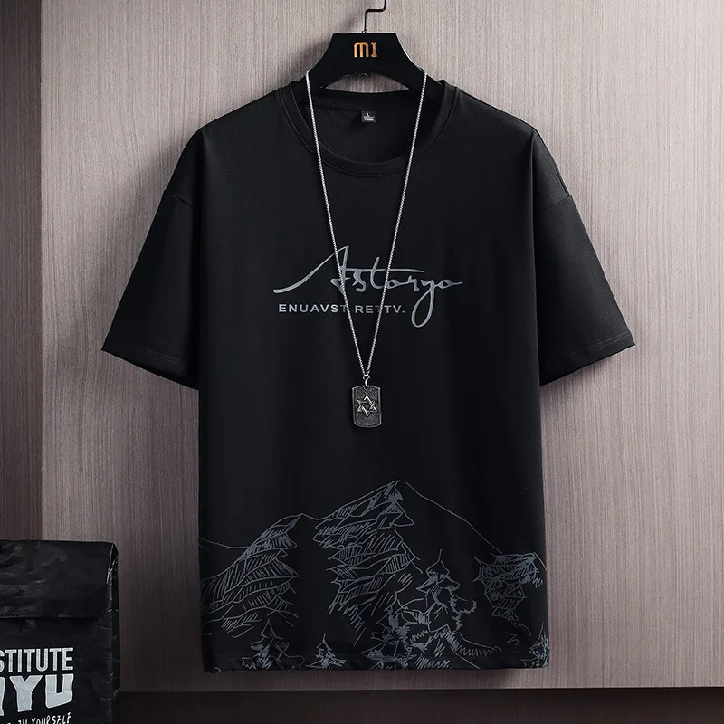 2023 Summer New Men\'s Classic Fashion Short Sleeve T-shirt Suit Men\'s Casual Loose Comfortable High-Quality Two-Piece Set M-5XL